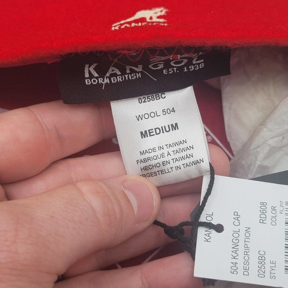 New Authentic Mens KANGOL 504 100% Wool 0258BC Cap Size M Medium Red NWT - Picture 13 of 15